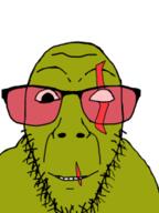 closed_mouth glasses green_skin scar scar_(user) smile soyjak stubble subvariant:dykeson variant:dylanjak // 191x255 // 23.4KB