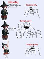 2soyjaks 4chan anime bloodshot_eyes clothes coal crying danganronpa_(series) hanging hat open_mouth red_hair soyjak soyjak_party stubble variant:bernd variant:markiplier_soyjak video_game visual_novel yumeno_himiko // 889x1175 // 262.1KB