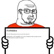 403 closed_mouth clothes ear error glasses hand holding_object sign soyjak stubble subvariant:duzjak text variant:soyak // 750x750 // 78.7KB