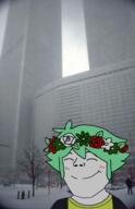 basil_(omori) christmas closed_eyes flower flower_crown jacket new_york omori plant smile snow subvariant:shoyta twin_towers variant:gapejak winter world_trade_center // 1024x1584 // 856.5KB