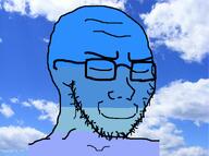 blue_skin blue_sky calm closed_eyes closed_mouth smile stubble subvariant:soyak_(irritated) variant:soyak // 1446x1080 // 1.1MB