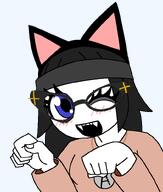 arm brimmiest_comments_section☣️☣️☣️_do_not_enter☣️☣️☣️ cat_ear catgirl clothes drawing fang glasses hair hand necklace open_mouth paw_pose sisa variant:soytan // 681x804 // 42.9KB