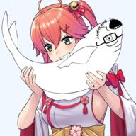 animal anime fish glasses hololive open_mouth sakura_miko soyjak stubble variant:soyfish vtuber // 600x600 // 362.9KB