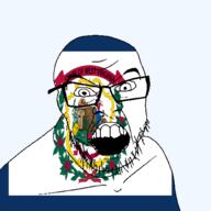 1863 angry axe clothes flag flag:west_virginia flower glasses hair hammer june june_20 latin_text looking_at_you mustache open_mouth plant soyjak state stubble teeth text transparent_background united_states variant:feraljak west_virginia wreath // 1500x1500 // 381.6KB