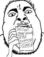 fat hair hand holding_object mustache open_mouth paper receipt soyjak stubble variant:chugsjak // 1119x1431 // 498.2KB