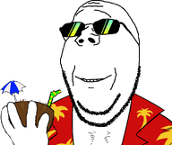 black_glasses body_hair clothes coconut drink drinking_straw glasses hand holding_object palm_tree smile straw subvariant:wholesome_soyjak summer sunglasses tinted_glasses transparent_background umbrella variant:gapejak // 984x827 // 31.0KB