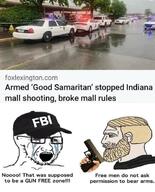 bloodshot_eyes clothes crying federal_bureau_of_investigation glasses gun hat nordic_chad open_mouth police soyjak stubble text variant:soyak // 720x891 // 79.4KB