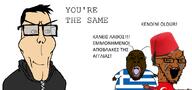 3soyjaks alfietheboorufag_(user) angry black_hood black_jacket brown_skin clean_shaven cockroach fat fez glasses greece greekroach green_eyes hair hand hoodie leg looking_at_you no_stubble open_mouth roach rotten_teeth screaming seething shaved smile star_and_crescent stubble subvariant:euroaryan subvariant:euromutt tongue turkiye turkroach useless_nigger_war vantablack_eyes variant:bernd variant:markiplier_soyjak variant:soyak white_skin you're_the_same // 1366x637 // 129.2KB