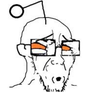 antenna concerned ear glasses open_mouth orange_eyes reddit soyjak stretched_mouth stubble variant:soyak zoomed // 600x598 // 106.6KB