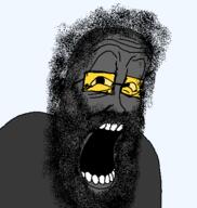 beard glasses grey_skin hair open_mouth soot soyjak soyjak_party stubble transparent_background variant:unpaintbucketable_nigger yellow_glasses // 440x464 // 41.4KB