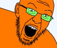 ear froot glasses green_glasses open_mouth orange_skin soyjak stem stubble variant:unknown // 855x720 // 24.7KB
