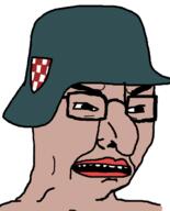 angry brown_skin country croatia glasses helmet nazism open_mouth soyjak ustasha variant:chudjak // 535x661 // 69.0KB