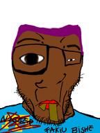 artist:sabiopajin astrofene_(namefag) big_eyes big_lips brown_skin buck_teeth meta:tagme one_eye_bigger_than_the_other red_lips stubble subvariant:chudplier text user=sabiopajin variant:markiplier_soyjak // 600x800 // 169.2KB