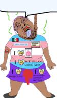2soyjaks ack blood bloodshot_eyes blue_hair brimmiest_comments_section☣️☣️☣️_do_not_enter☣️☣️☣️ brown_skin brown_troonjak crying fat flag:mexico flag:minor_attracted_person flag:nazi_germany flag:transgender_pride_flag frankenpenis glasses gore hair hairy hanging lipstick makeup map map_(pedophile) mexico mustache nazism open_mouth pedophile pink_skin purple_hair red_eyes rope satoko satoko_houjou(namefag) skirt soyjak speech_bubble stinky stubble subvariant:chudjak_front subvariant:muscular_chud suicide swastika tongue tranny transgender_flag transparent trend:slopjak troon variant:bernd variant:chudjak white_background yellow_teeth // 655x1123 // 375.4KB