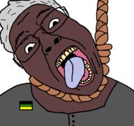 bloodshot_eyes boer crying hanged nelson_mandela open_mouth rope soyjak suicide tongue total_nigger_death variant:bernd // 768x719 // 47.5KB