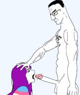 animated arm bloodshot_eyes blowjob buff chin closed_mouth crying female flag glasses hair hand leg meta:pornographic_content nazism nsfw penis rape saliva sex soyjak subvariant:chudslut sucking swastika tranny variant:chudjak // 1423x1680 // 762.3KB