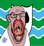 angry animal british distorted ear england flag flag:worcestershire flower food fruit glasses hair irl lion open_mouth pear plant rotten_teeth soyjak stubble teeth united_kingdom variant:feraljak white_skin worcestershire yellow_teeth you_were_one_i_ker // 1048x1081 // 366.1KB