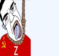 bloodshot_eyes communism crying ear flag flag:soviet_union hair hammer_and_sickle hanging oink rope russo_ukrainian_war soviet_union subvariant:chudjak_front suicide variant:chudjak z_(russian_symbol) // 1440x1362 // 580.4KB