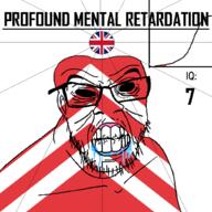 angry bald bell_curve black_eyes black_hole black_sclera british clenched_teeth closed_mouth country cracked_teeth drool ear flag flag:glamorgan flag:united_kingdom glamorgan glasses hair iq iq_bell_curve mustache nightmare_fuel no_pupils profound_mental_retardation retard soyjak stubble text united_kingdom variant:feraljak wales wrinkles // 1024x1024 // 108.5KB