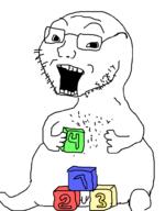 alphabet_blocks arm baby full_body glasses hand leg number open_mouth penis redraw soyjak stubble toy variant:soyak // 768x980 // 52.0KB