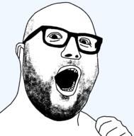 ear glasses hand open_mouth soyjak stubble template transparent_background variant:hot_sauce // 754x765 // 25.6KB