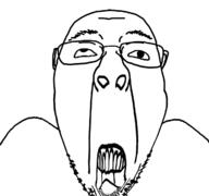 deformed disgusted distorted glasses open_mouth soyjak stubble variant:bernd warped // 1200x1125 // 238.3KB