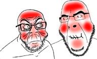 2soyjaks holding_laughter laughing looking_at_each_other red_face red_skin smirk smirking variant:cobson variant:feraljak what_are_your_fetishes // 1400x850 // 367.9KB