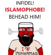 angry beard clothes fume glasses hat heart i_love islam muhammad open_mouth red_skin soyjak subvariant:science_lover text tshirt variant:markiplier_soyjak // 280x306 // 55.7KB