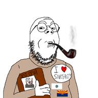 badge book david_foster_wallace flag:arizona flag:massachusetts glasses holding_object i_love meta:op_took_a_selfie_of_xerself pipe smoking sweater variant:gapejak // 1500x1500 // 501.7KB