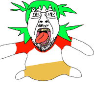 4chan animated anime clothes dance flapping green_hair hair mustache tongue variant:bernd yellow_teeth yotsoyba // 1200x935 // 392.7KB