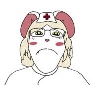 blond closed_mouth clothed ear female frown glasses medical mouse nurse nurse_hat nurse_uniform red_cross subvariant:bridget terrible_mouse variant:bernd white_fur yellow_sclera // 1700x1525 // 113.0KB