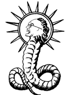 animal demiurge ear eyebrows glasses gnosticism lion open_mouth side_profile snake stubble teeth teeth_showing variant:feraljak white_background yaldabaoth // 1332x1776 // 119.5KB