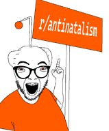 antenna antinatalism arm clothes glasses hand lips open_mouth orange_eyes pointing reddit sign stubble subreddit text transparent_background tshirt tumor variant:abortion_lover // 794x960 // 37.3KB