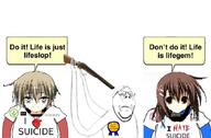 award closed_mouth crying glasses heart mamiya_takuji minakami_yuki shotgun subarashiki_hibi suicidal suicide variant:gapejak video_game visual_novel // 678x445 // 294.5KB