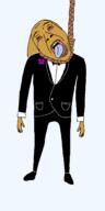 ack artist:Keys clothes crying full_body hanging janny no_beard noose rope soyjak suit suit_and_tie variant:bernd yellow_skin // 1400x2800 // 104.2KB