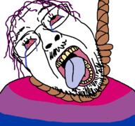 bisexual bloodshot_eyes crying dead flag glasses hair hanging mustache open_mouth rope soyjak stubble suicide template tongue violet_hair // 768x719 // 54.4KB