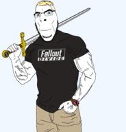 blue_eyes claymore_gaming clothes fallout glasses gmod hand hand_in_pocket holding_object holding_sword muscles no_sign nose smile smirk soyjak stubble sword transparent trend:aryan tshirt variant:cobson vein watch weapon yellow_hair // 1834x1910 // 227.1KB