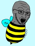 animal bee bug full_body glasses open_mouth soyjak stubble variant:soyak wing // 1000x1299 // 105.0KB