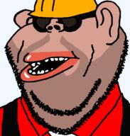 amerimutt artist:salsamaster brown_skin clothes ear engineer_(tf2) glasses hat lips mcdonalds subvariant:impish_amerimutt team_fortress_2 variant:impish_soyak_ears // 598x628 // 23.4KB