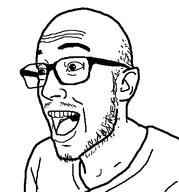 ear esam glasses open_mouth soyjak stubble subvariant:esam_(original) variant:esam // 443x474 // 8.1KB