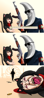 ack ak-47 alunya ar-15 ar-15_colt blood bloodshot_eyes bullet comic commie communism female gun moonman sonnenrad soviet_union total_commie_death total_foid_death united_states variant:bernd // 2000x4464 // 4.5MB