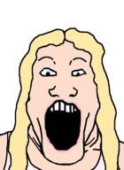 blue_eyes female flatout hair open_mouth sally_taylor sleeveless_shirt soyjak subvariant:female_markiplier variant:markiplier_soyjak video_game white_skin yellow_hair // 600x825 // 8.6KB