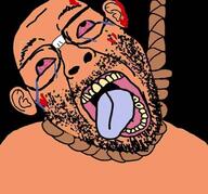 ack blood bloodshot_eyes brazil brazillian brown_skin crying dead glasses hanging jean_silva noose open_mouth rope soyjak stubble tongue tongue_out ufc variant:bernd // 348x324 // 40.5KB