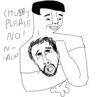 arm beard closed_mouth hair hand headlock oekaki open_mouth smile soyjak text variant:chudjak // 1280x1280 // 311.1KB