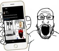 arm cringe glasses hand holding_object holding_phone incomprehensible incomprehensible_woahjack normie open_mouth phone russians soybooru soyjak soywojaks subvariant:phoneplier subvariant:phoneplier_vertical tranny twitter variant:markiplier_soyjak // 2160x1884 // 1.7MB