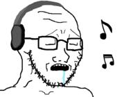 closed_eyes clothes drool glasses hat headphones music open_mouth soyjak stubble variant:soyak // 1014x742 // 62.4KB