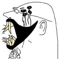 bald beard black_eyes black_lips ear evil glasses lips meta:not_oc multiple_eyes scream sharp_teeth side_view teeth // 800x800 // 25.7KB