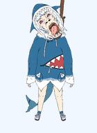 ack bloodshot_eyes blue_eyes clothes crying dyed_hair eyebrows full_body gawr_gura hair hanging hoodie nose open_mouth pocket rope shark sharp_teeth shoe stiches suicide tail tear teeth teeth_showing tongue tongue_out variant:bernd variant:gapejak vtuber white_skin yellow_teeth // 1488x2048 // 77.0KB