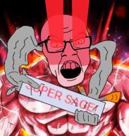 angry anime explosion fact gas glasses jiren laser_eyes mouth_open muscular_male nose red_text soyjak supersage variant:feraljak vein // 1950x2048 // 2.4MB