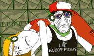 2soyjaks angry antenna arm background black_shirt bloodshot_eyes blue_eyes cap carrying cave_story closed_eyes closed_mouth clothes curly_brace drawn_background eye_bags eyebags eyelashes eyelids frown glasses glove hair hand hat heart i_heart i_love inhuman leg long_hair quote_(cave_story) red_shirt robot scarf sleeveless_shirt soyjak stubble subvariant:gapejak_female tank_top teeth text tired variant:feraljak variant:gapejak veiny_eyes video_game wrinkles yellow_hair // 1000x600 // 50.3KB
